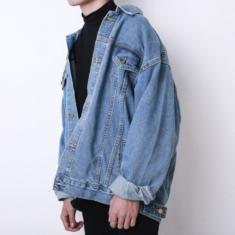 Męska kurtka jeansowa klasyczna luźny krój