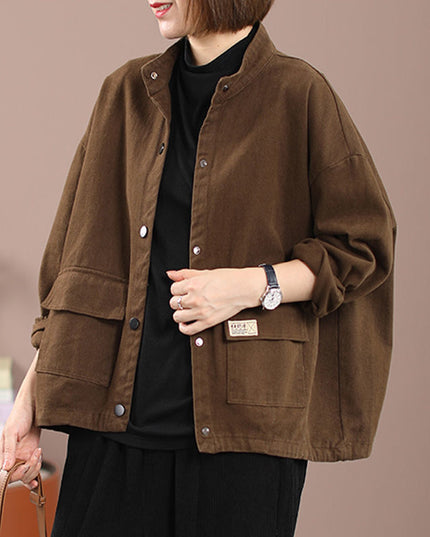 Damska kurtka przejściowa oversize z kieszeniami