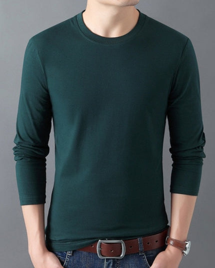 Męska koszulka z długim rękawem o prostym kroju z okrągłym dekoltem