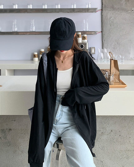 Damska bluza oversize z kapturem rozpinana