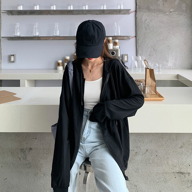 Damska bluza oversize z kapturem rozpinana