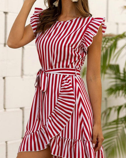 Sukienka mini w paski z krótkimi ramionkami