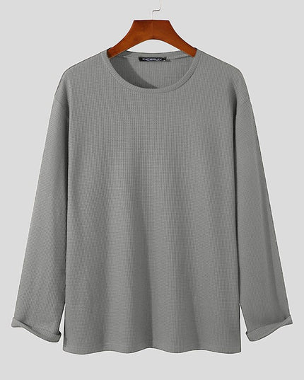 Męska koszulka z długim rękawem teksturowana o luźnym kroju