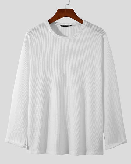 Męska koszulka z długim rękawem teksturowana o luźnym kroju