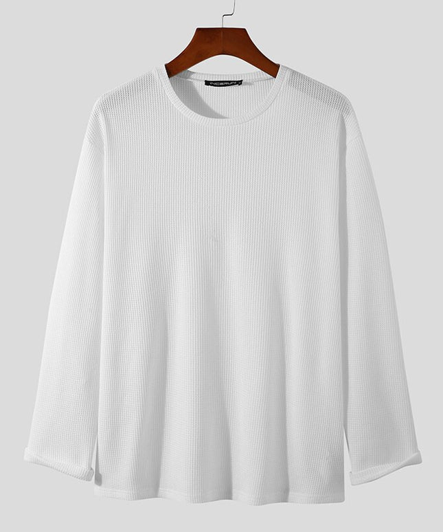 Męska koszulka z długim rękawem teksturowana o luźnym kroju