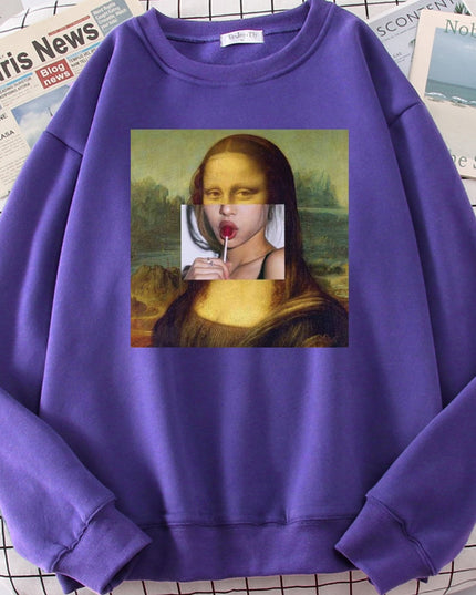 Męska bluza bez kaptura z nadrukiem Mona Lisy