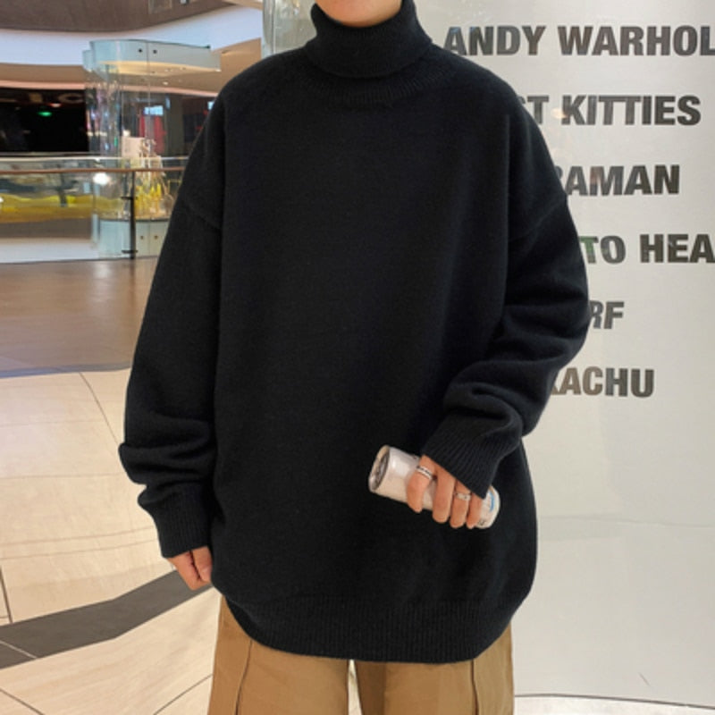 Męski sweter typu golf o kroju oversize