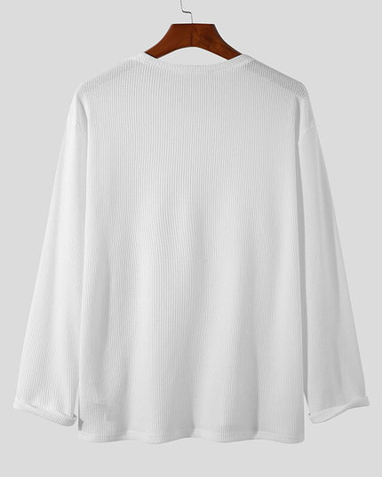 Męska koszulka z długim rękawem teksturowana o luźnym kroju