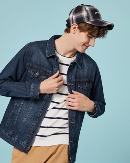 Męska kurtka jeansowa klasyczna o luźnym kroju