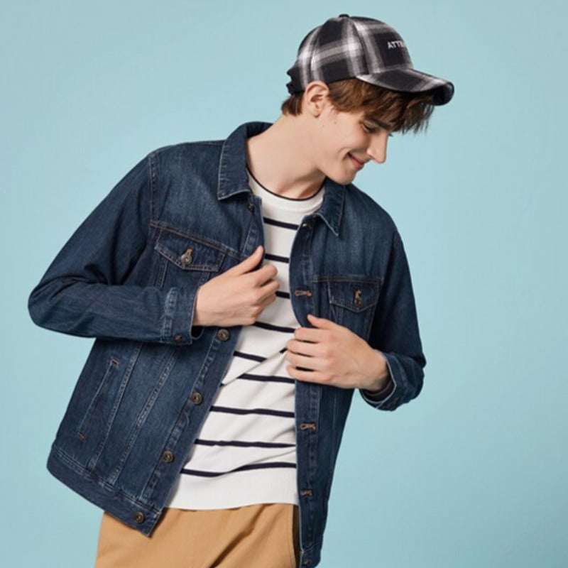 Męska kurtka jeansowa klasyczna o luźnym kroju