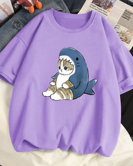 Damski T-shirt z motywem kotka