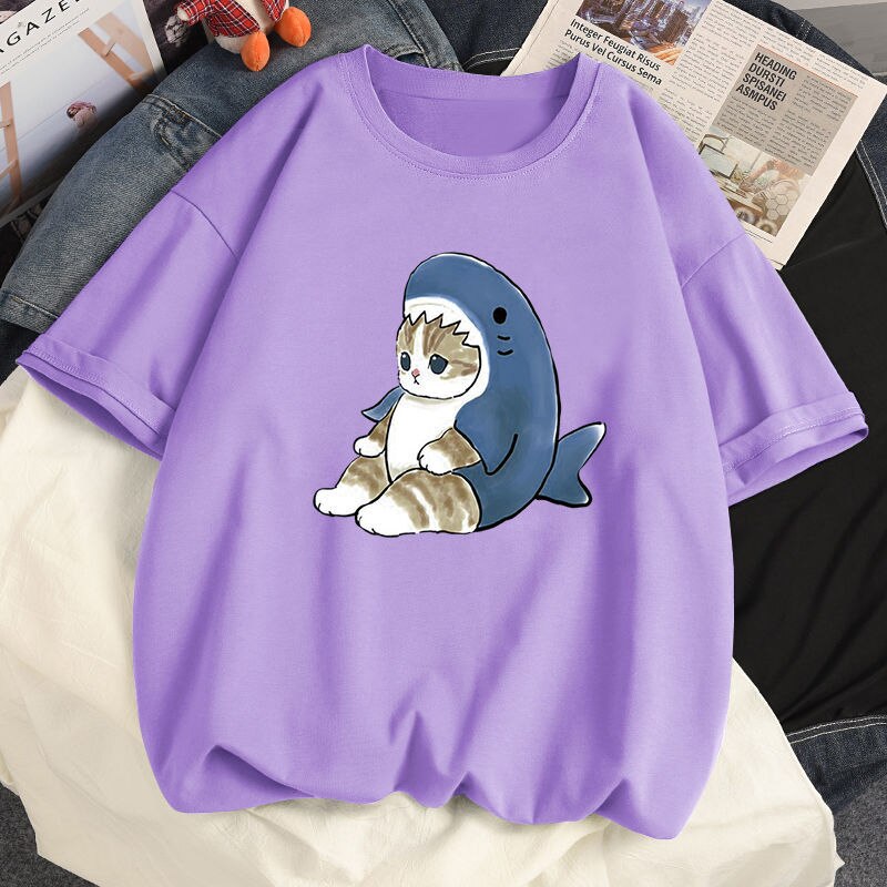 Damski T-shirt z motywem kotka