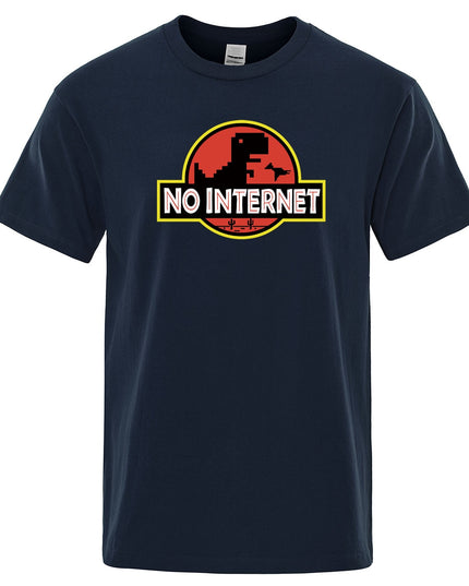 Męski T-shirt z napisem "NO INTERNET"