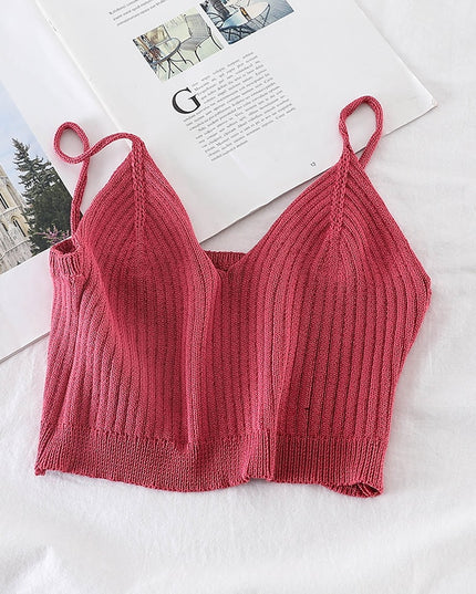 Damski crop top dzianinowy na ramiączkach