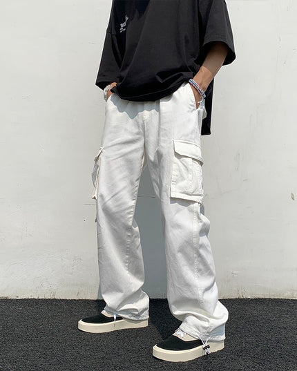 Męskie spodnie cargo z szerokimi nogawkami