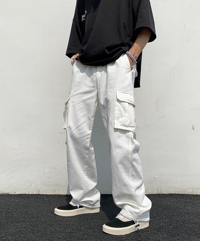 Męskie spodnie cargo z szerokimi nogawkami