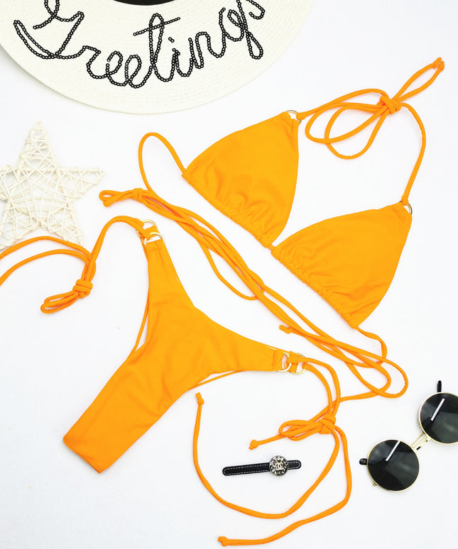 Damski dwuczęściowy strój kąpielowy bikini z wiązaniem w talii