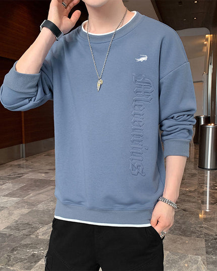 Męska bluza bez kaptura z naszywką i wytłoczonym napisem