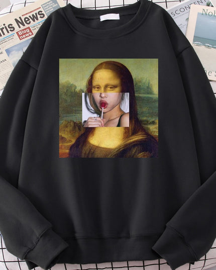 Męska bluza bez kaptura z nadrukiem Mona Lisy