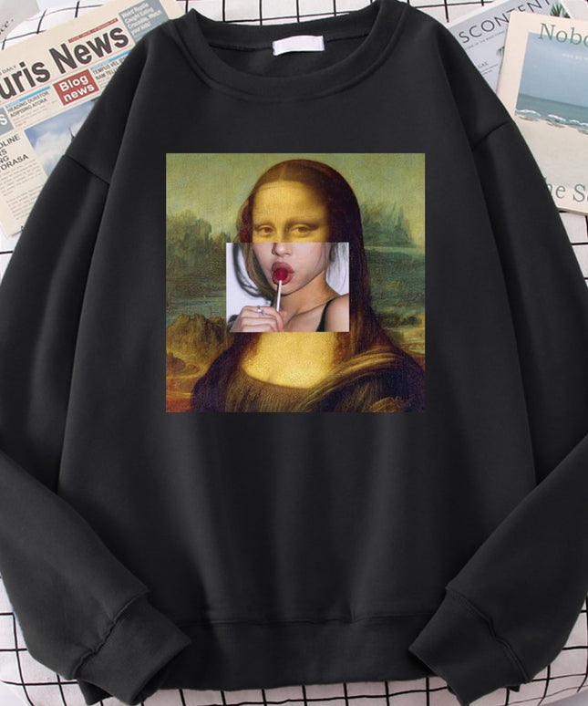 Męska bluza bez kaptura z nadrukiem Mona Lisy