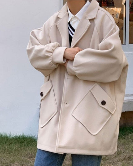 Męski luźny płaszcz z kieszeniami oversize