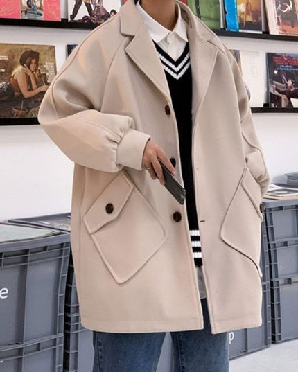 Męski luźny płaszcz z kieszeniami oversize