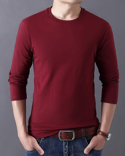 Męska koszulka z długim rękawem o prostym kroju z okrągłym dekoltem