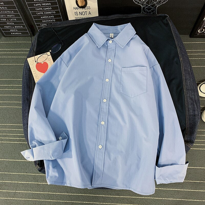 Męska koszula gładka o kroju oversize