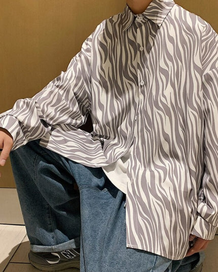 Męska koszula o kroju oversize w zwierzęcy wzór