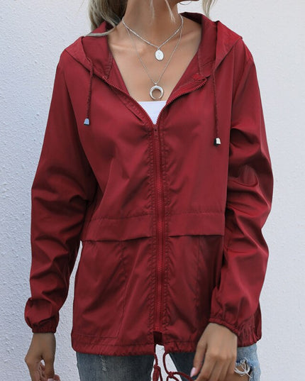 Damska kurtka przejściowa przeciwdeszczowa z kapturem