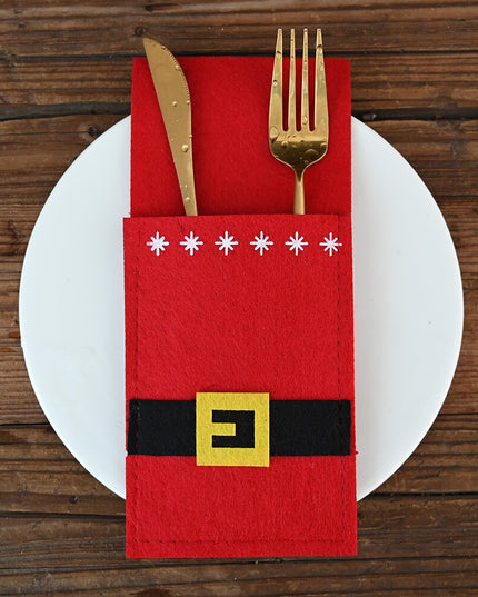 Świąteczny pokrowiec na sztućce w kolorze czerwonym