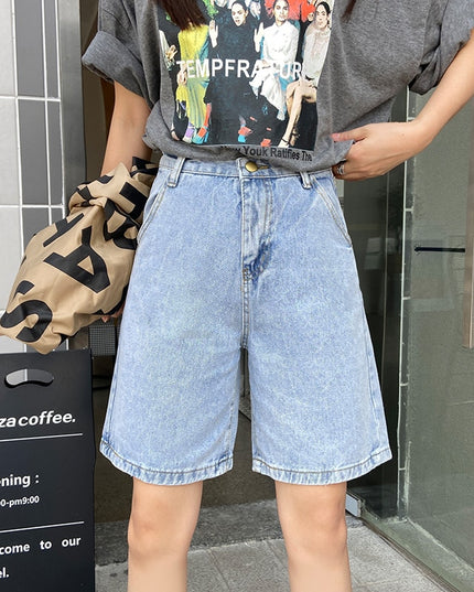 Damskie szorty jeansowe z wysokim stanem długości przed kolano