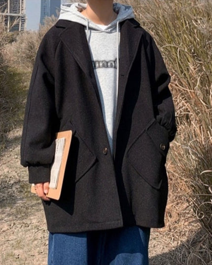 Męski luźny płaszcz z kieszeniami oversize