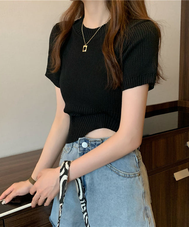 Damski T-shirt klasyczny w prążki