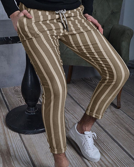 Męskie spodnie chinosy we wzór w paski