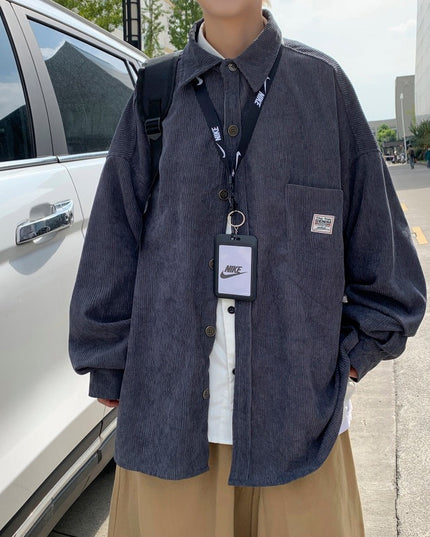 Męska koszula gładka o kroju oversize