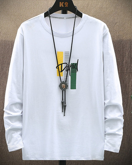 Męska koszulka z długim rękawem o luźnym kroju z nadrukiem