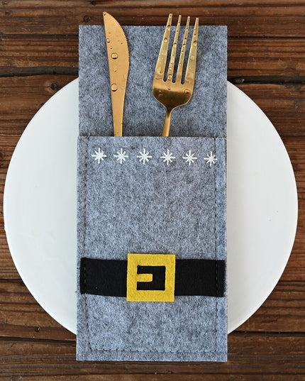 Świąteczny pokrowiec na sztućce w kolorze szarym