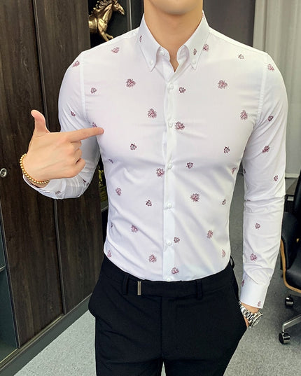 Męska koszula o dopasowanym kroju w listki