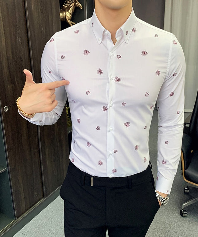 Męska koszula o dopasowanym kroju w listki