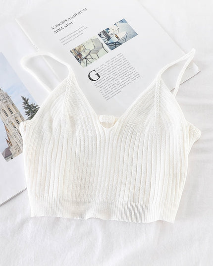 Damski crop top dzianinowy na ramiączkach