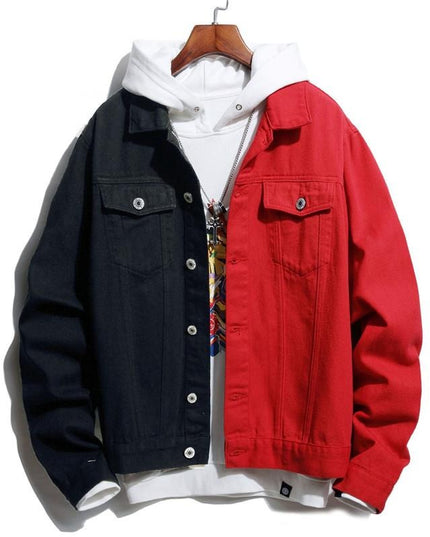 Męska kurtka jeansowa dwukolorowa o prostym kroju