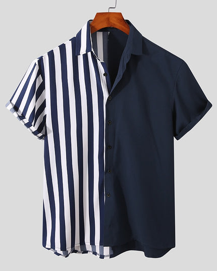 Męska koszula letnia dwukolorowa w paski