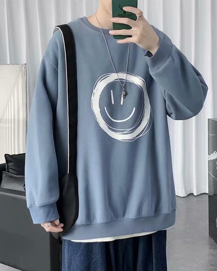 Męska bluza oversize bez kaptura z nadrukiem