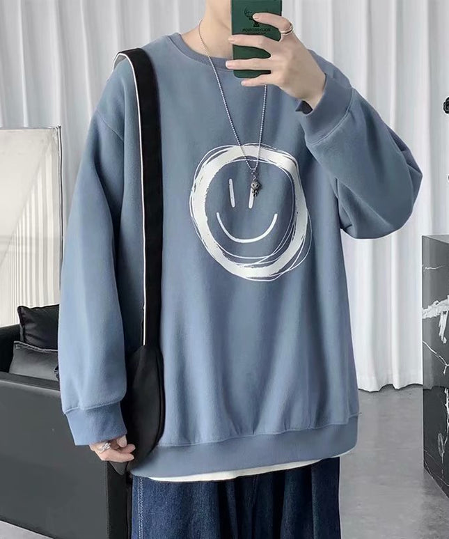 Męska bluza oversize bez kaptura z nadrukiem