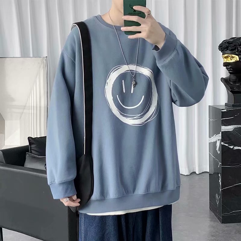Męska bluza oversize bez kaptura z nadrukiem