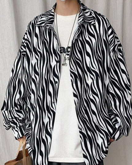 Męska koszula o kroju oversize w zwierzęcy wzór