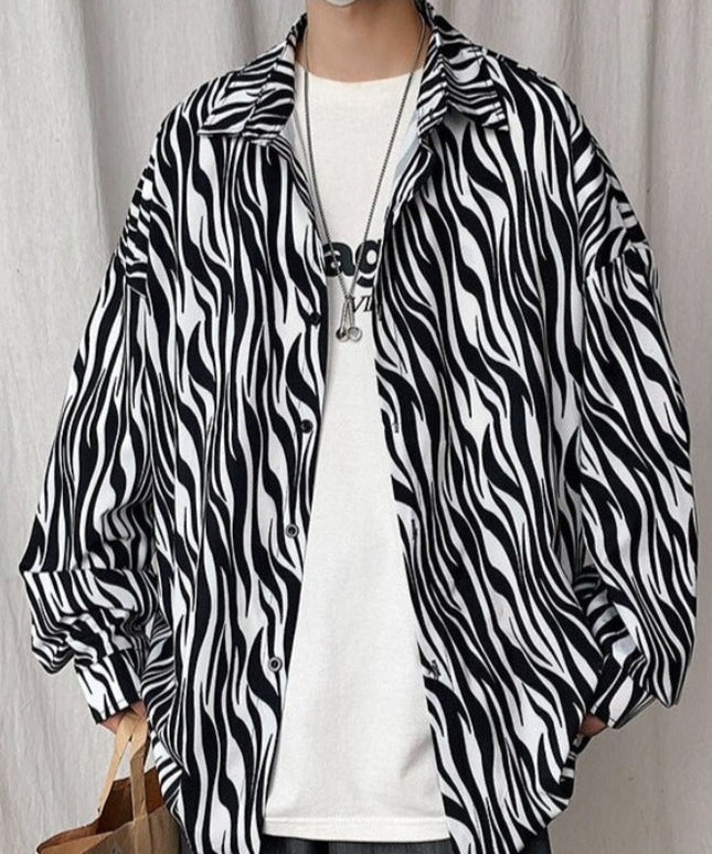 Męska koszula o kroju oversize w zwierzęcy wzór