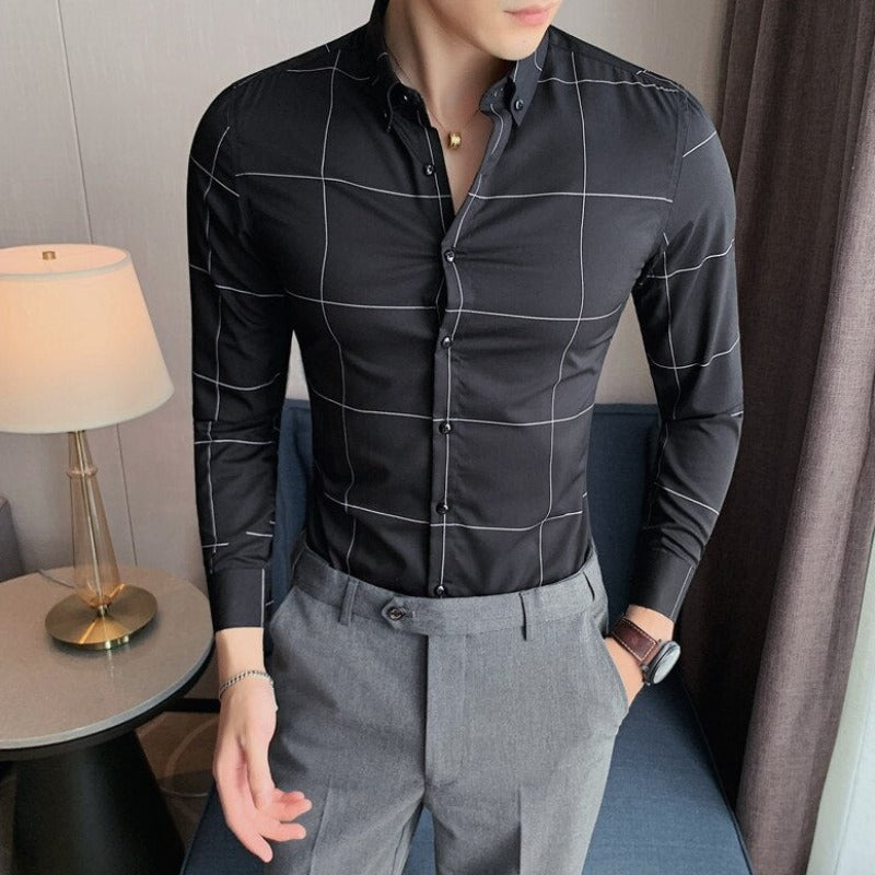 Męska koszula dopasowana w kratę