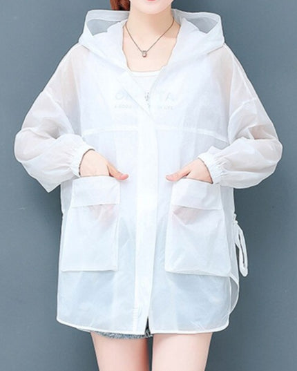 Damska kurtka przejściowa przeciwdeszczowa ze ściągaczem z tyłu